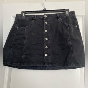 American Eagle Black Denim Button Up Skirt